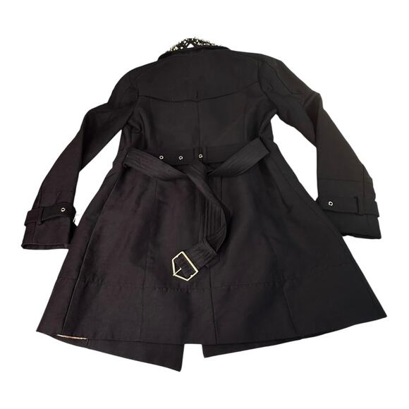 Sam Edelman Studded Rhinestone TRENCH COAT Women's SM Black Gold Silver Spiked - Picture 3 of 13